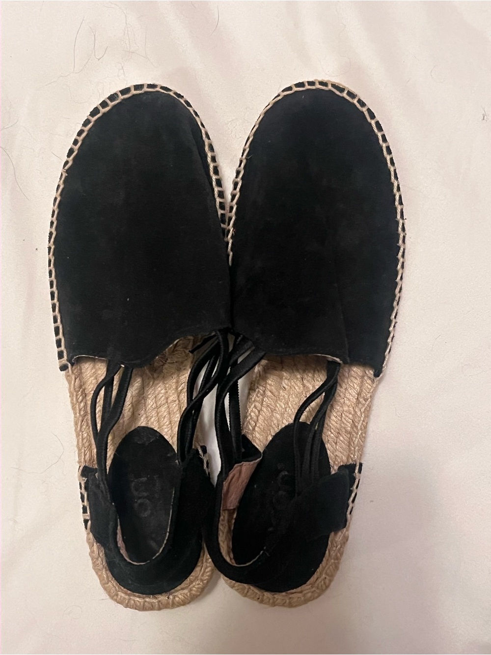 Women's Black Espadrille Slingback Flats with Jute Sole